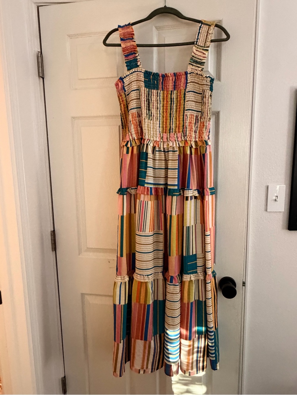 entro Multicolor Striped Tiered Maxi Dress